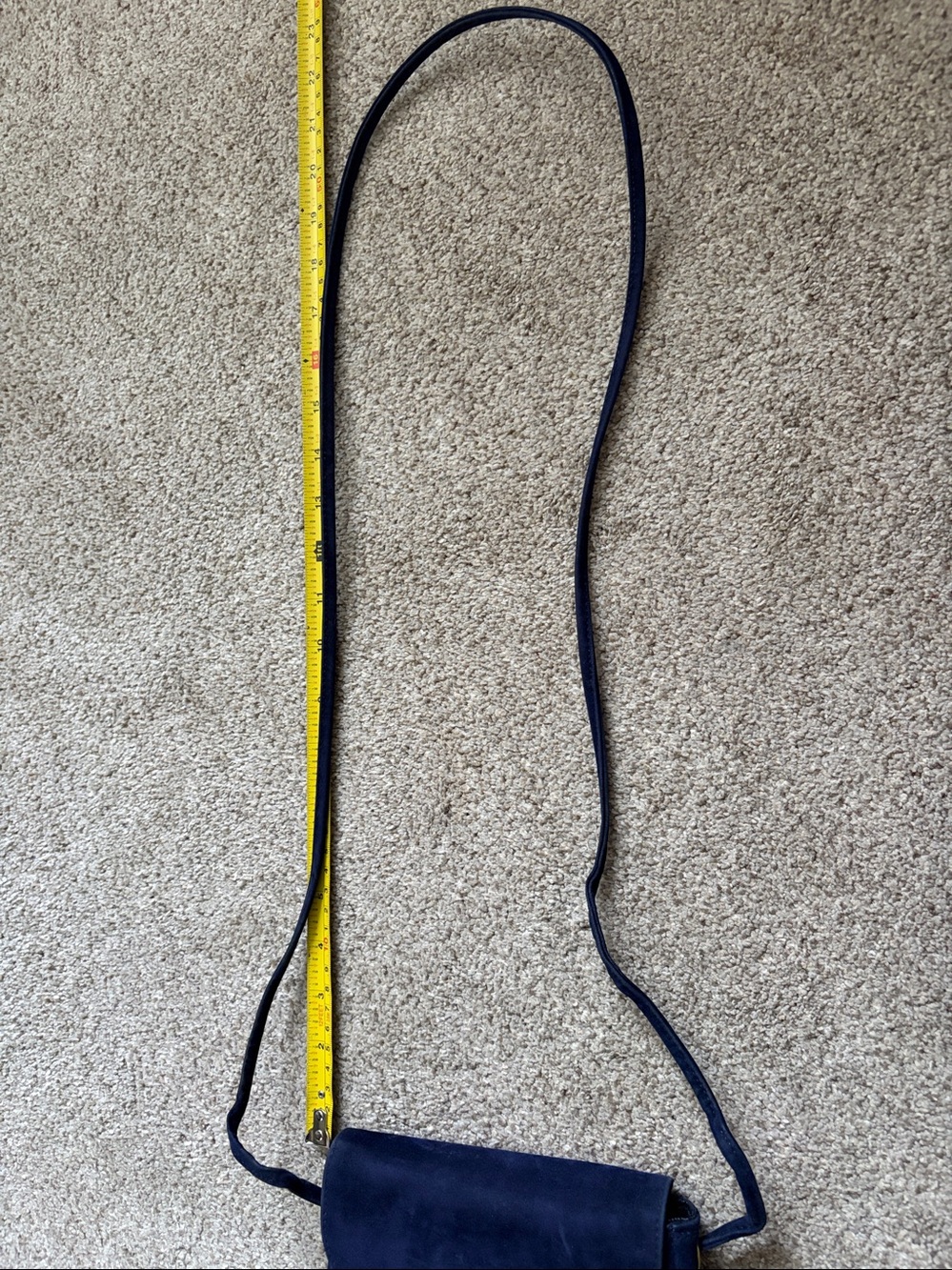 Navy Suede Small Crossbody Bag - Classic Woven Front - Picture 3 of 5